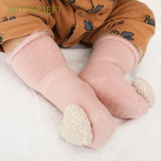 WITTHOEFT Girls Baby Socks Infant Non-Slip Sole Floor Socks Cute Cotton Autumn Winter 6-18 months Soft Thick Cartoon/Multicolor
