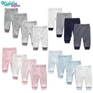 Kiddiezoom 4Pcs Baby Boy Girl Pants Newborn Cotton Leggings Infant Toddler Trousers (1)