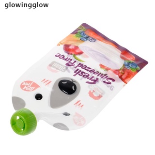Glwg High Quality Resealable Fresh Squeezed Pouches Practical Baby Weaning Food Puree Glow (6)