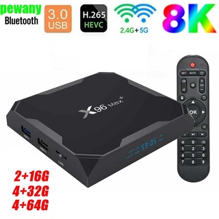 Pewany 4GB+32GB Set Top Box Amlogic S905X3 WiFi reproductor multimedia Smart TV Box 8K G& G Android X96 Max Plus HD BT TV receptores