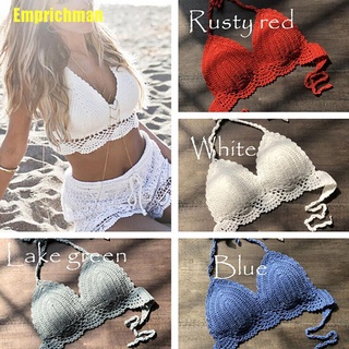 [Emprichman]] Bikini Crop Top Crochet Boho Bralette Halter Cami de punto sujetador Tank Top