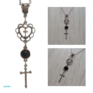 weiw exquisita cruz en forma de corazón hueco collar de vacaciones joyería para adultos halloween retro negro cristal cuello cadenas