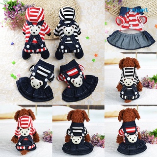 New🐶Pet Striped Jumpsuits Hoodie Jacket Overalls Clothes Apparel