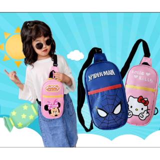 Niños Doraemon Spiderman Kitty niño niña para el pecho bolsa Beg Tangan Crossbody Tepi Handbeg monedero bolso de la eslinga pequeño bolso
