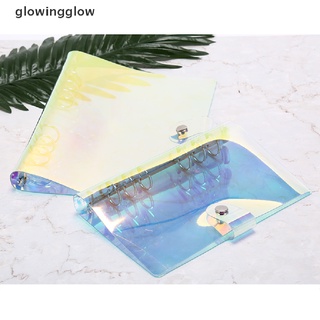 glwg a5/a6 transparente láser carpeta suelta hoja anillo carpeta cuaderno planificador cubierta resplandor