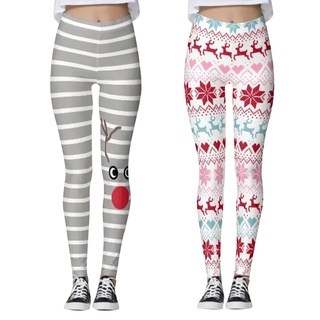 [BLUET] Mujer Navidad Personalizada Santa Claus Muñeco De Nieve Leggings Skinny Pantalones Para Yoga Running Pilates Gym