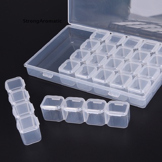 Stro caja de almacenamiento de plástico transparente de 28 ranuras ajustable para joyas, caja organizadora