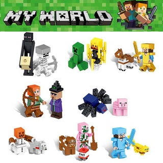 16 pzas bloques De Minecraft Figuras Fit personajes De construcción Mundo Mini My Series Lego