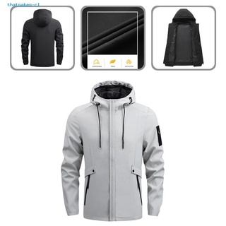 thatsakes Zipper Pockets Male Jacket Drawstring Solid Color Male Jacket 3D Cutting Outerwear