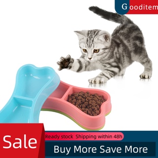 gooditem bone pet double bowl anti deslizamiento perro cachorro gato gatito alimentador de alimentos recipiente de agua (1)