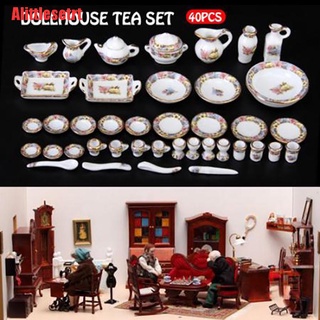 Set De 40 pzas De platos De Alittlesetrt/taza De té Miniatura De cerámica Para Casa De muñecas 1: 12