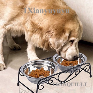 Xnb Pet Supplies: cuencos de acero inoxidable levantados para mascotas wtih doble perro gato alimento y agua alimentador plato Retro hierro elevado soporte para mascotas