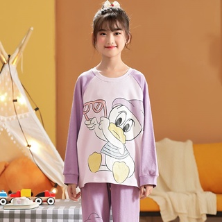 Nuevo pijama bebé niña Baju Tidur Remaja Perempuan estilo japonés de manga larga pijama de dibujos animados impreso O-cuello camisón ligero niño algodón ropa de sueño