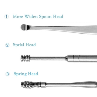 CG 6 unids/set de acero inoxidable espiral portátil Earpick cuchara removedor de cera limpiador cuidado del oído Kit de herramientas de belleza (5)