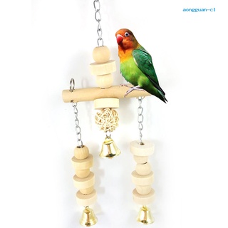 [ao] jaula de loro para pájaros, cuentas de madera, cilindro oscilante, campana colgante, juguete seguro para masticar