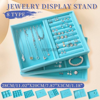 Azul joyería organizador de exhibición de almacenamiento escaparate collares pendientes anillo
