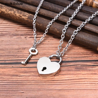 Qukiblue Titanium steel Chain Necklace Women Punk Heart Lock Key Choker Jewelry Gifts CL