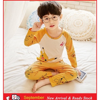Lindo Pijamas de estilo japonés de manga larga ropa de dormir de dibujos animados impreso O-cuello Loungewear transpirable niño algodón Pijamas