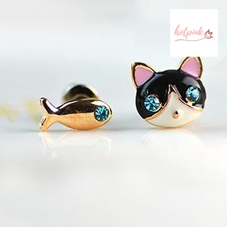 hp 1 par de aretes de diamantes de imitación para mujeres coreanas/lindos gatos/joyería de moda