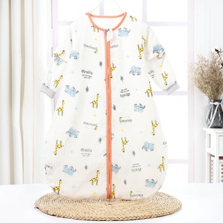 Newborn sleeping bag gauze anti-kick quilt baby pajamas spring and summer thin integrated detachable sleeves