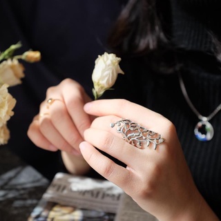 925Adorno de plata de ley tendencia de las mujeres en TikTok exagerada abierto personalizado anillo de moda de dedo índice【Ready Stock】 (2)