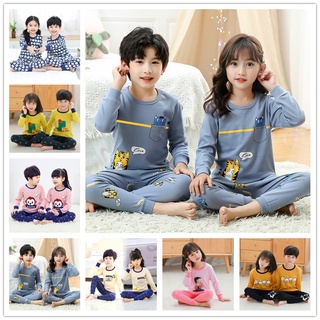 [lf]conjunto de pijamas de algodón para niños/niñas/ropa de hogar/conjunto de pijama de manga larga/ropa de dormir para niños 2 unids/set 100-160cm para primavera otoño
