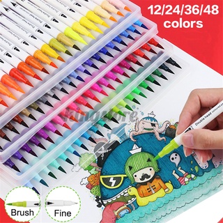 Double Headed Watercolor Pen 12/24/36/48Color Water-Based Soft-Head Set Painting Watercolor Pen