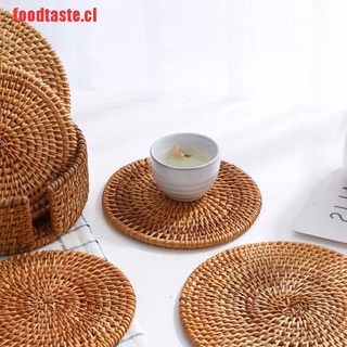 [foodtaste]alfombra redonda de ratán para taza, bebida, té, vajilla, Pla (1)