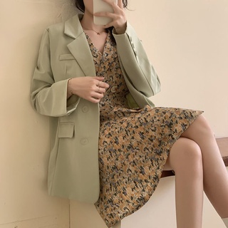 Internet caliente Casual traje chaqueta mujer primavera y otoño2021Nuevo estilo coreano estilo británico todo a juego pequeño traje a medida (4)