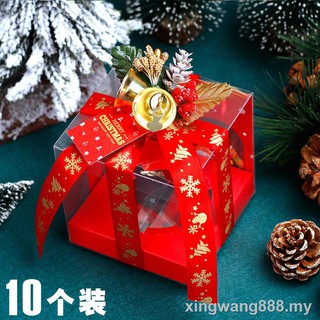 Caja de navidad nochebuena manzana caja decoración de gama alta transparente caramelo creativo paz fruta caja de embalaje<