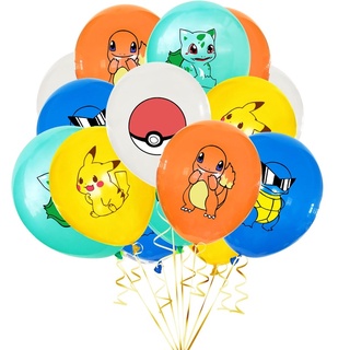 10 Unids/set De Dibujos Animados Pokemon Elfo Globo De Látex Bolsillo Pikachu Pequeño Fuego Dragón Jenny Tortuga Rana Semilla (1)
