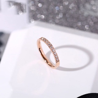 anillo de diamante simple de una sola fila hembra micro incrustaciones anillo de cola índice anillo de dedo par par anillo exquisito anillo de oro rosa anillo anti alergia sin decoloración y óxido