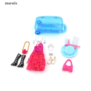 morelx muñeca accesorios maleta de viaje con vestido sombrero zapato joyería conjunto para muñeca regalo cl