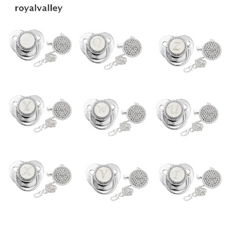 Royalvalley 26 Name Initial Baby Pacifier and Pacifier Clips Infant Nipple Silver Soother CL