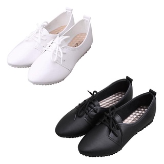 Zapatos de las mujeres de las mujeres Casual zapatos de Color sólido Preppy estilo encaje cómodo zapatos suaves (2)