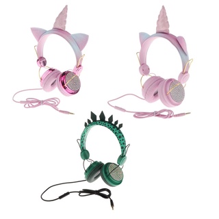 Audífonos De unicornio con diseño De dibujos animados con micrófono Para niños niñas (1)