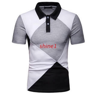 shine1 Moda Hombres Slim Fit Casual Camisas De Manga Corta Liso Camisetas T-shirt Tops