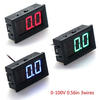 kiss*dc 0-100v voltímetro de 3 hilos led 0.56 pulgadas medidor de voltaje digital panel probador