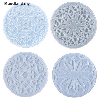 [maudland] Molde de resina Mandala con patrón de flores/molde de silicona para posavasos (3)