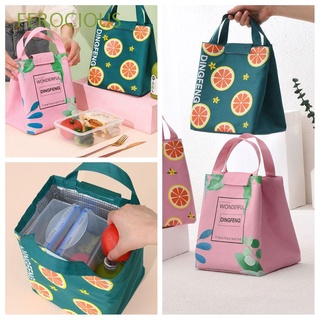 FEROCIOUS Portable Lunch Box Aluminum Foil Liner Food Tote Insulation Bag Lunch Pack Waterproof Oxford Cloth Lunch Handbag Bento Pouch Insulation Package Lunch Bag