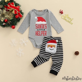 Hian-unisex - juego de ropa de navidad para bebé, estampado de letras, manga larga, cuello en O, pantalones de Patchwork estriados