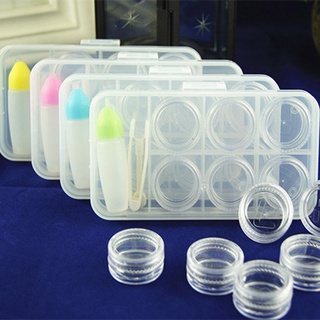 Estuche transparente para lentes de contacto, almacena 3 pares de lentes de contacto, viene con pinzas y frasco para guardar la solución de cuidado (2)