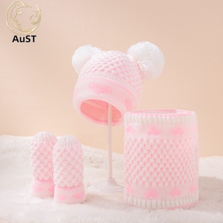 Austinstore accesorios de invierno gorro de punto caliente bebé gorro bufanda guantes flexibles para niños