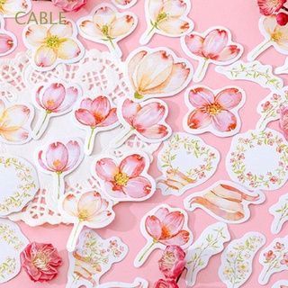 CABLE Korean Flowers Stationery Sticker Pink DIY Album Decoration Label Decorative Sticker Scrapbooking Hand Account Peach Blossom Ins Style Diary Paper Sticker School Supplies