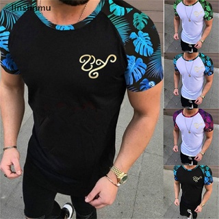 [linshnmu] Men Tshirt Short Sleeve Slim Fit Shirt Casual Bodycon Printing Tees Tops T-shirt [HOT]