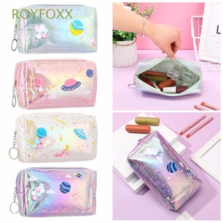 ROYFOXX New Glitter Pencil Case Large Laser Pen Box School Stationery Bag Girls Gift PU Travel Supplies Kawaii Makeup Bag/Multicolor