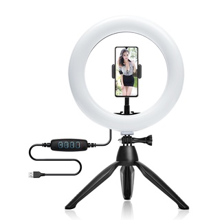 (extremechallenge) 8 pulgadas selfie lámpara de relleno led anillo de luz con trípode bluetooth compatible con control remoto