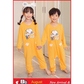 Los niños Pijamas Baju Tidur Pijamas estilo de manga larga Pijamas de dibujos animados impreso O-cuello Loungewear absorbe la humedad Unisex para niños y niñas de algodón ropa de sueño