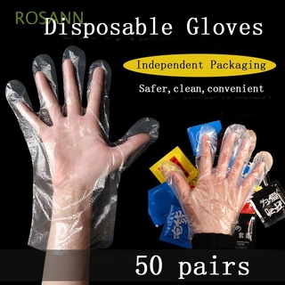 rosann - juego de 50 pares de guantes de plástico ecológicos, guantes desechables, barbacoa, embalaje independiente, frutas, transperentes, verduras, alimentos, alimentos