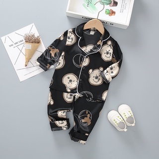 [ropa de dormir para niños]nuevos conjuntos de ropa de niño primavera otoño delgado hielo de seda pijamas para niños y niñas lindo de manga larga trajes de dibujos animados ropa de dormir (4)
